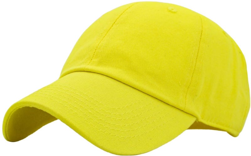 KBETHOS KB-Low Classic Cotton Dad Hat Adjustable Unconstructed Plain Cap - Yellow, One Size - Image 1